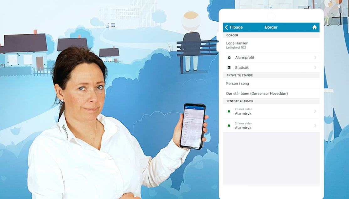 Christie fra IntelligentCARE demonstrere hvordan IntelligentCARE appen bruges